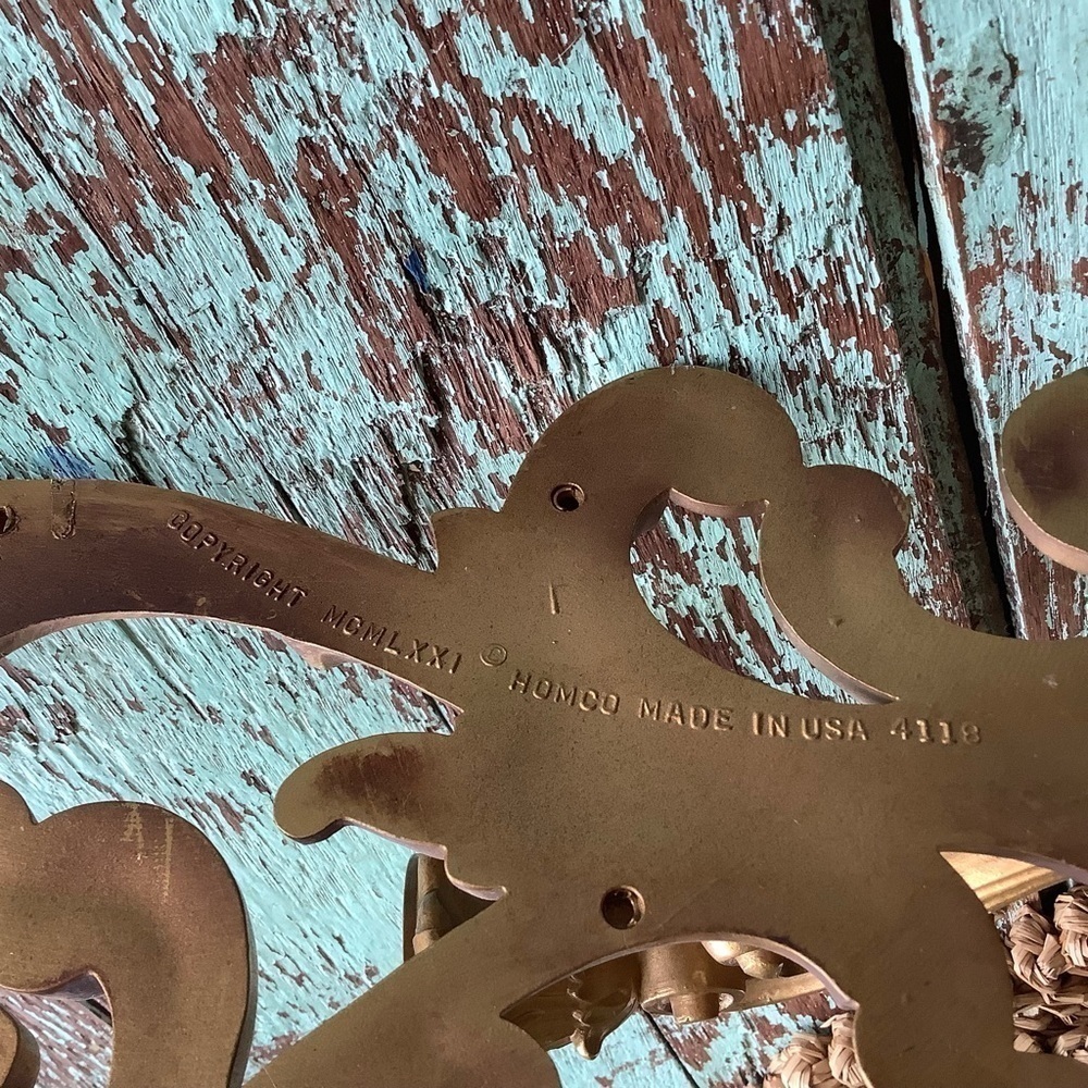 Vintage HOMCO Home Interiors Sconce Gold Candlestick Holder flowers 4118 Pair 2 - Picture 11 of 13